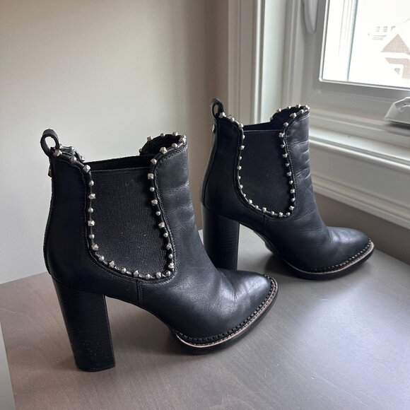 Sam Edelman Womens Salma Studded High Block-Heel Booties - Picture 1 of 6